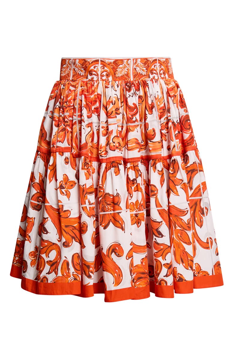 Dolce&Gabbana Majolica Print Cotton Poplin Miniskirt, Alternate, color, S9000 Variante Abbinata