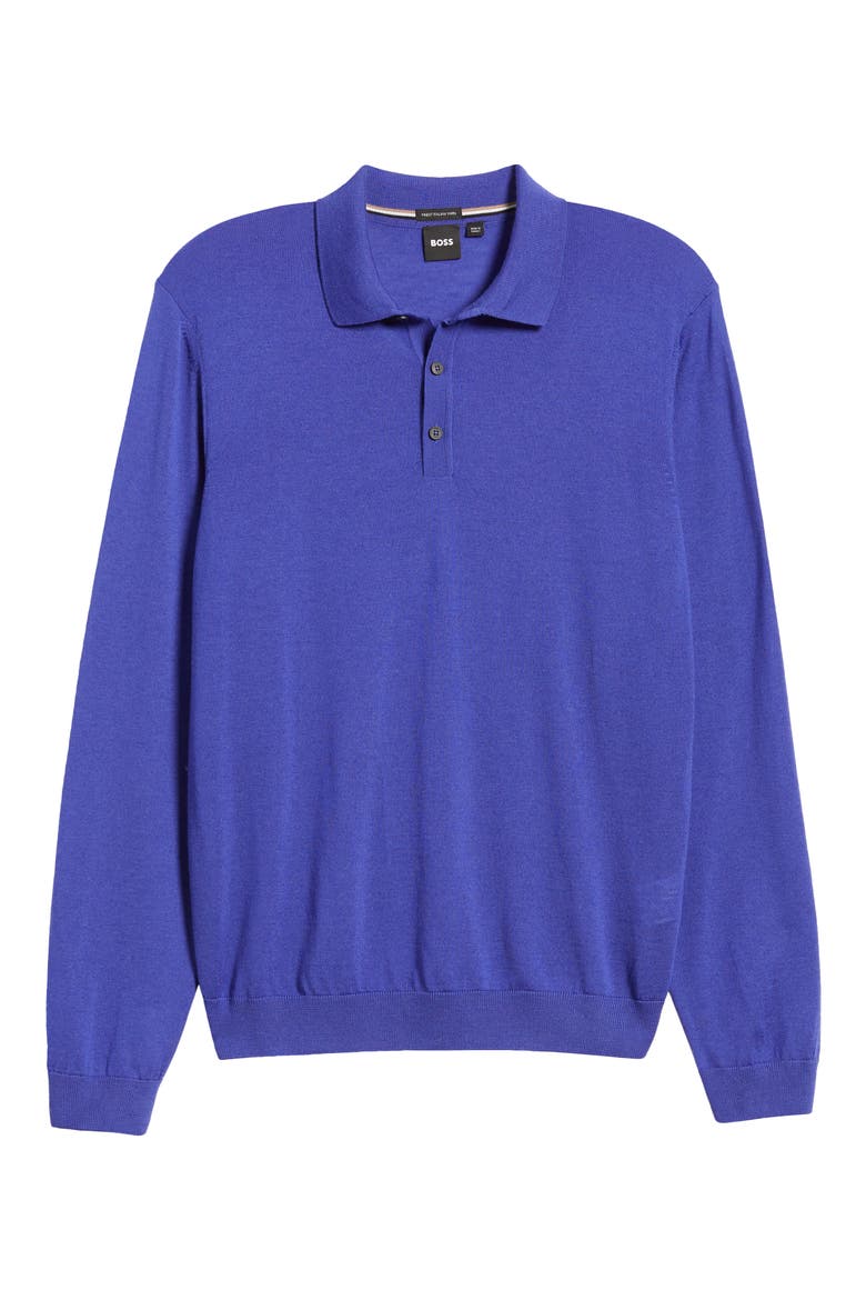 Lancione Wool Sweater Polo, Alternate, color, DK PRPLE