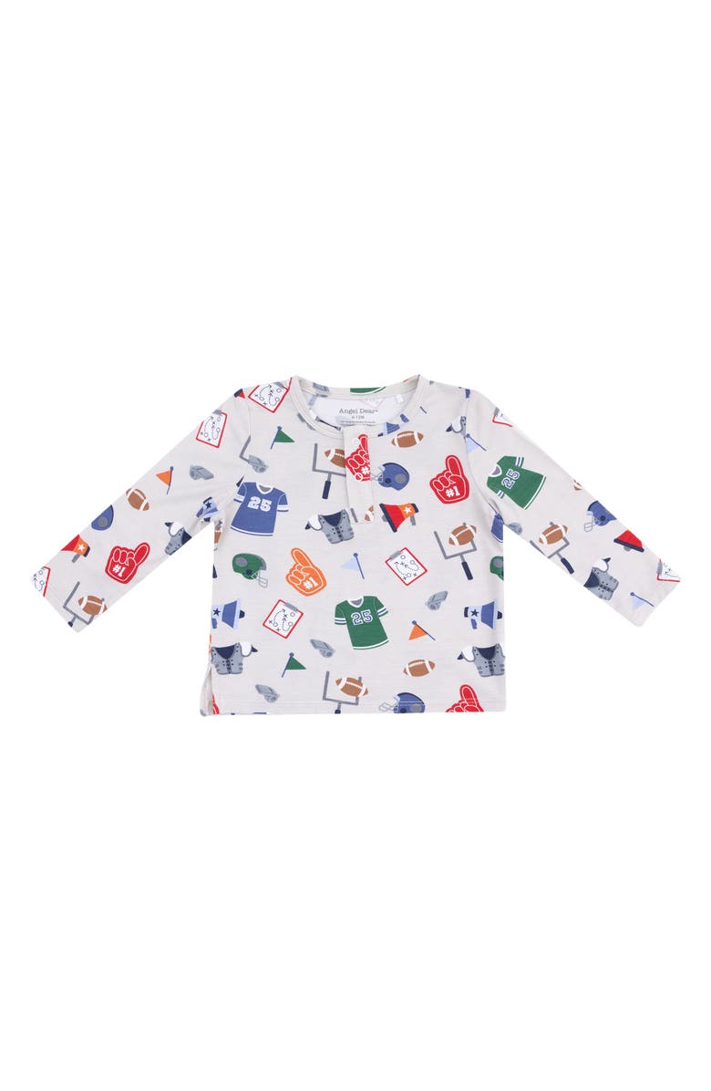 Angel Dear Kids' Gameday Henley, Main, color, Gray/ Navy
