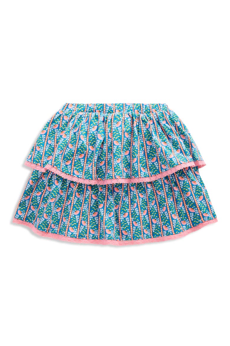 Kids' Tiered Ruffle Jersey Skort, Alternate, color, KINGFISHER BLUE FLORAL VINE