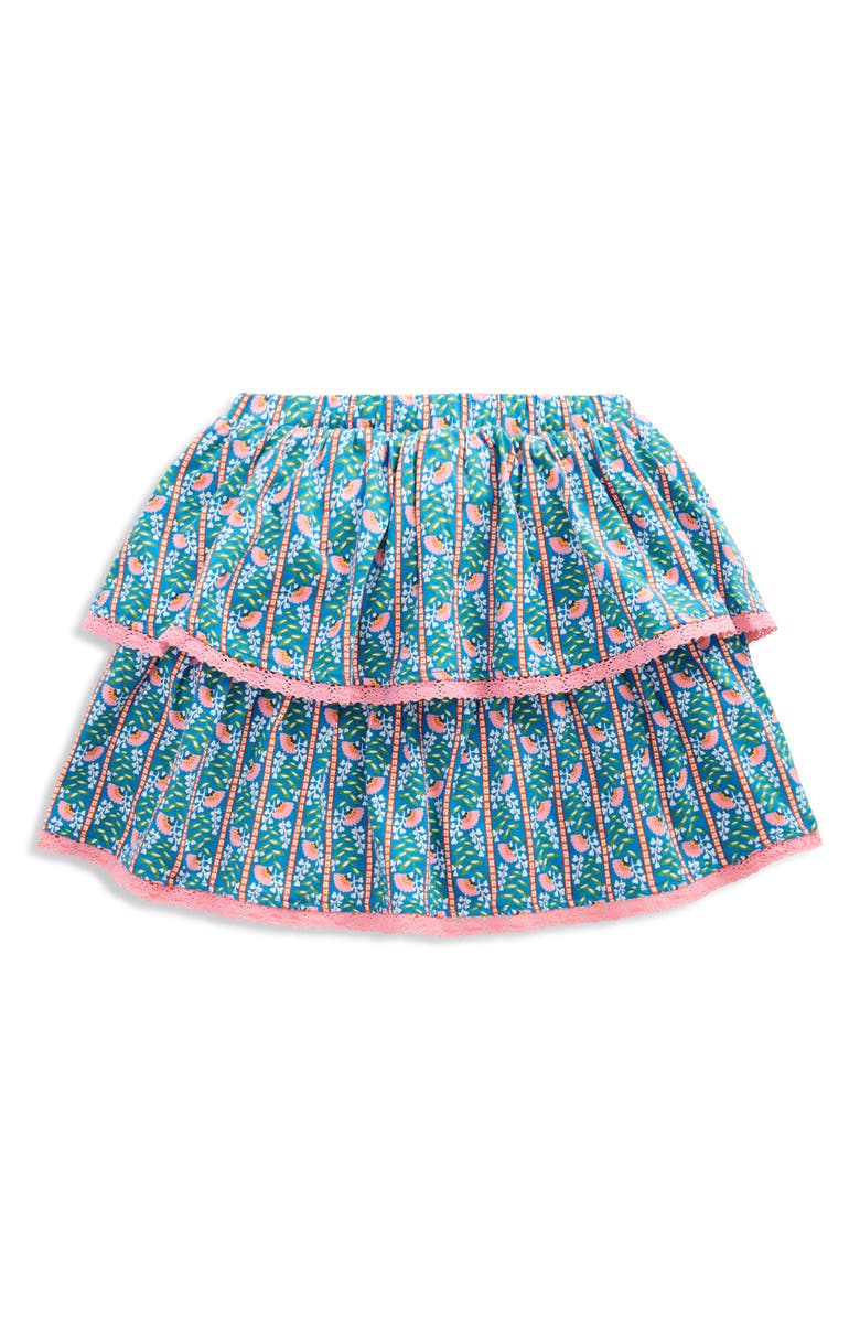 Mini Boden Kids' Tiered Ruffle Jersey Skort, Alternate, color, Kingfisher Blue Floral Vine