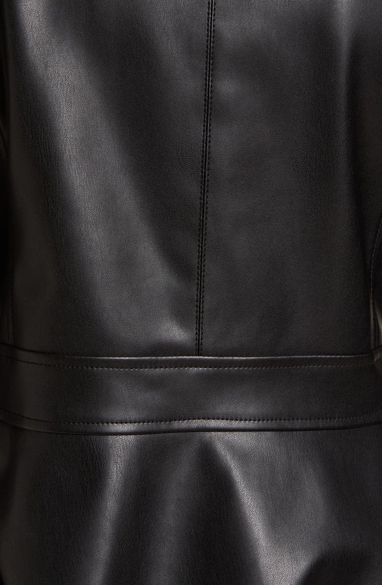 Via Spiga Faux Leather Peplum Jacket, Alternate, color, 