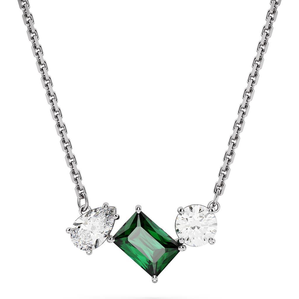 Swarovski Mesmera Pendant Mixed Cuts Green Rhodium Plated In Green