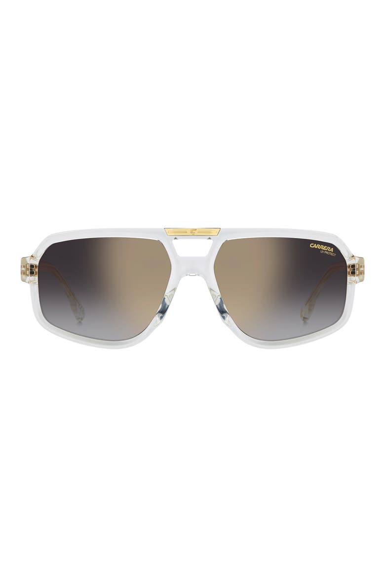 Victory 59mm Gradient Navigator Sunglasses, Main, color, CRYSTAL GREY / GREY GOLD
