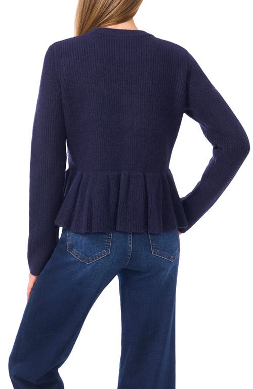 Cece Rib Peplum Sweater In Blue