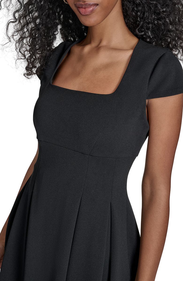 Calvin Klein Short Sleeve Midi Fit & Flare Dress, Alternate, color, Black