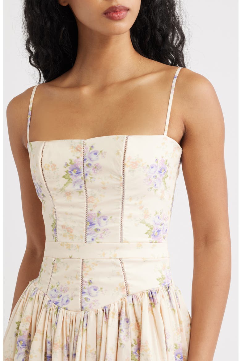 Ysabella Floral Stretch Cotton Maxi Sundress, Alternate, color, IVORY SWEET PEONY