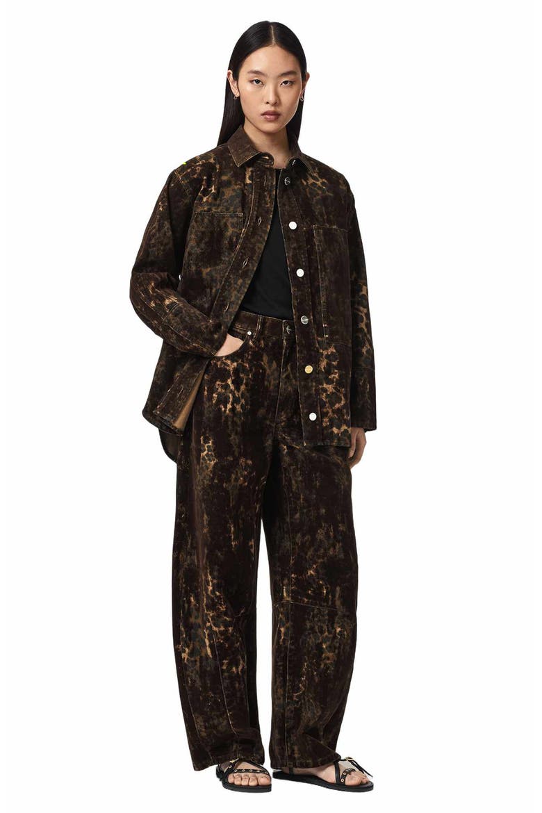 Eden Flock Leopard Print Shirt, Alternate, color, LEPPO BROWN