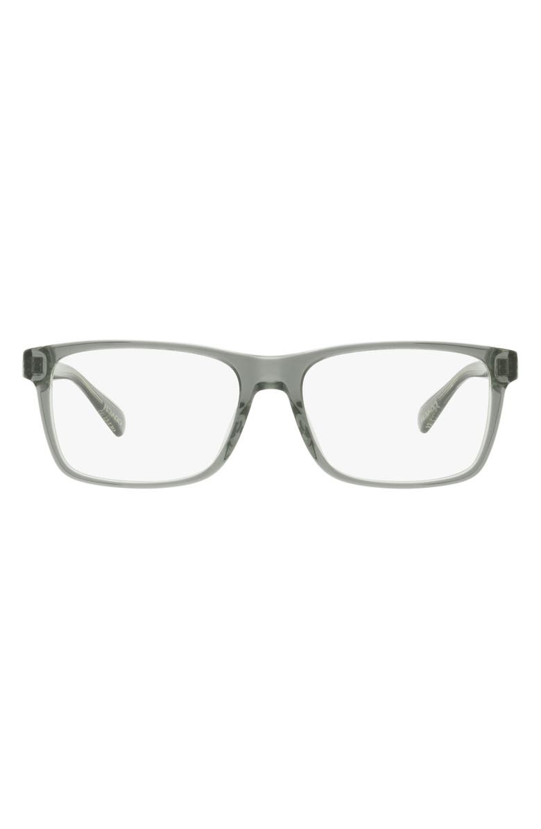 COACH 55mm Rectangular Optical Glasses, Main, color, Moss / Mint / Demo Lens