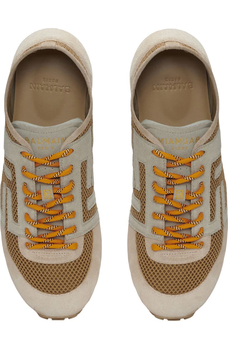 Balmain Racer 45 trainers in mesh and suede leather, Alternate, color, Beige
