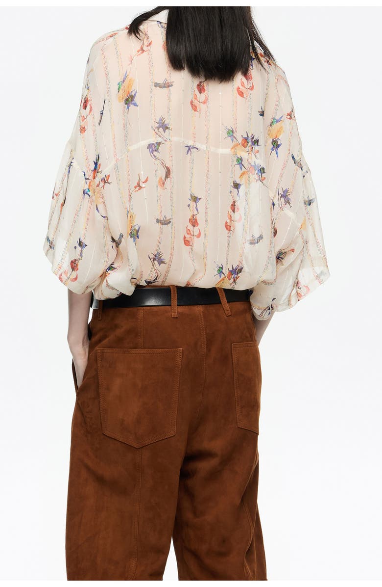 Bimba y Lola Oversize Flowers Scan Shirt, Alternate, color, Flowers Scan Ivory