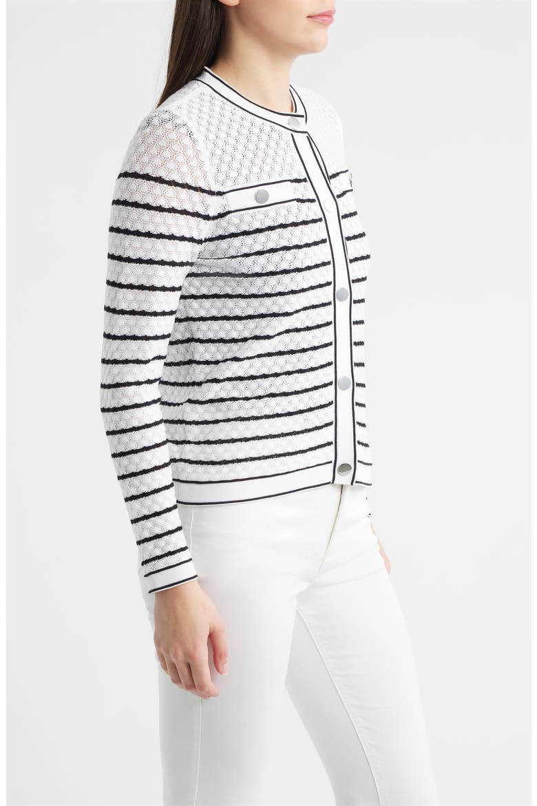 Stripe Stitch Detail Cardigan, Alternate, color, CRSPWHT/ ANNEBLACK