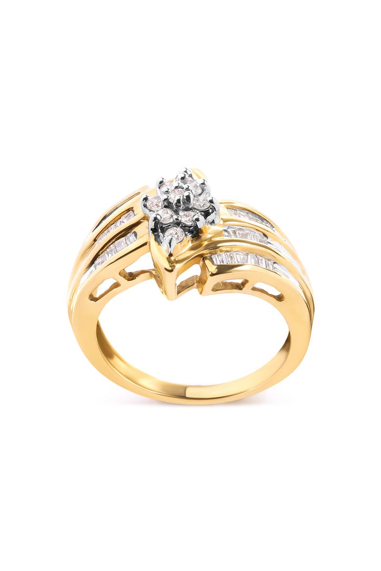 10K Yellow Gold 1/2Cttw Diamond Cluster Head & Shank Ring, Alternate, color, Yellow