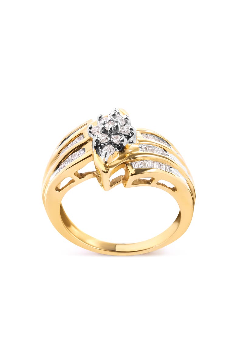 Haus of Brilliance 10K Yellow Gold 1/2Cttw Diamond Cluster Head & Shank Ring, Alternate, color, Yellow