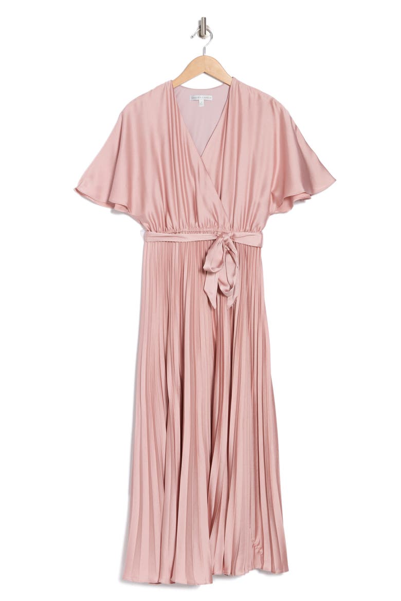 Pleated Midi Dress, Alternate, color, BLUSH