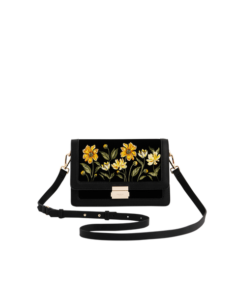 Botanical Velvet Embroidered Foldover Bag