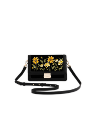 Fable England Botanical Velvet Embroidered Foldover Bag