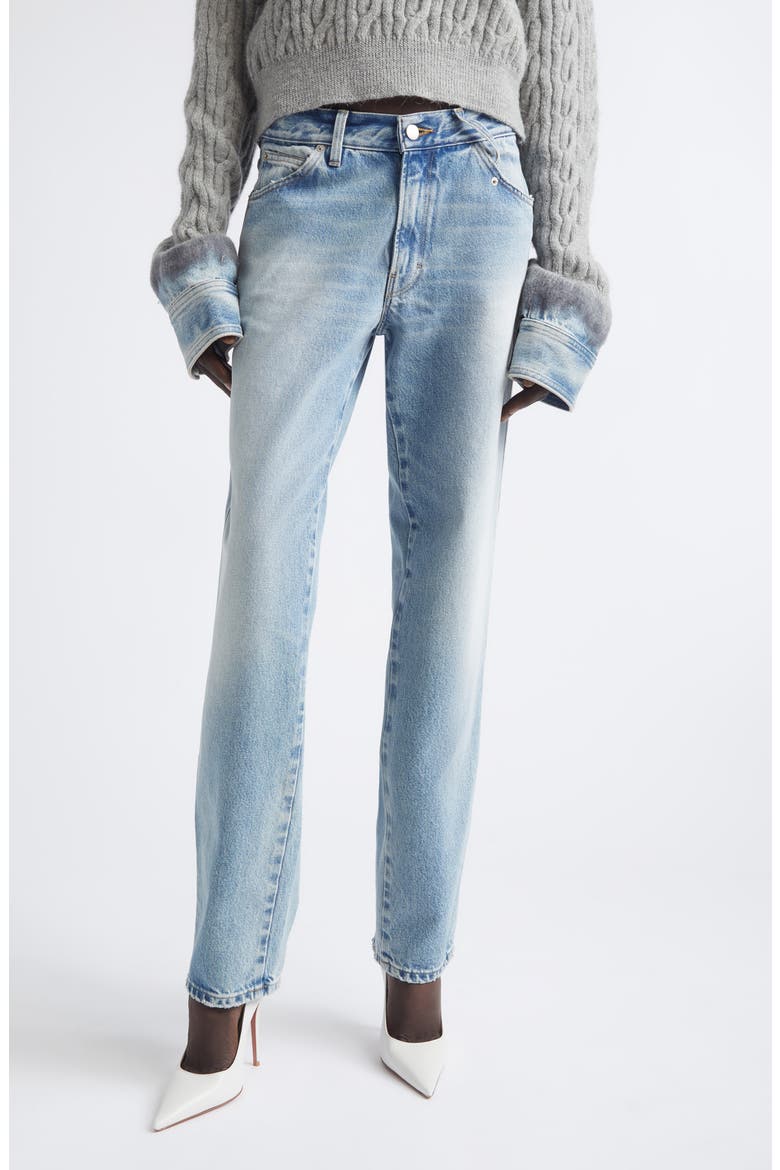 Lisa Distressed Slim Straight Leg Jeans, Main, color, POLLOCK