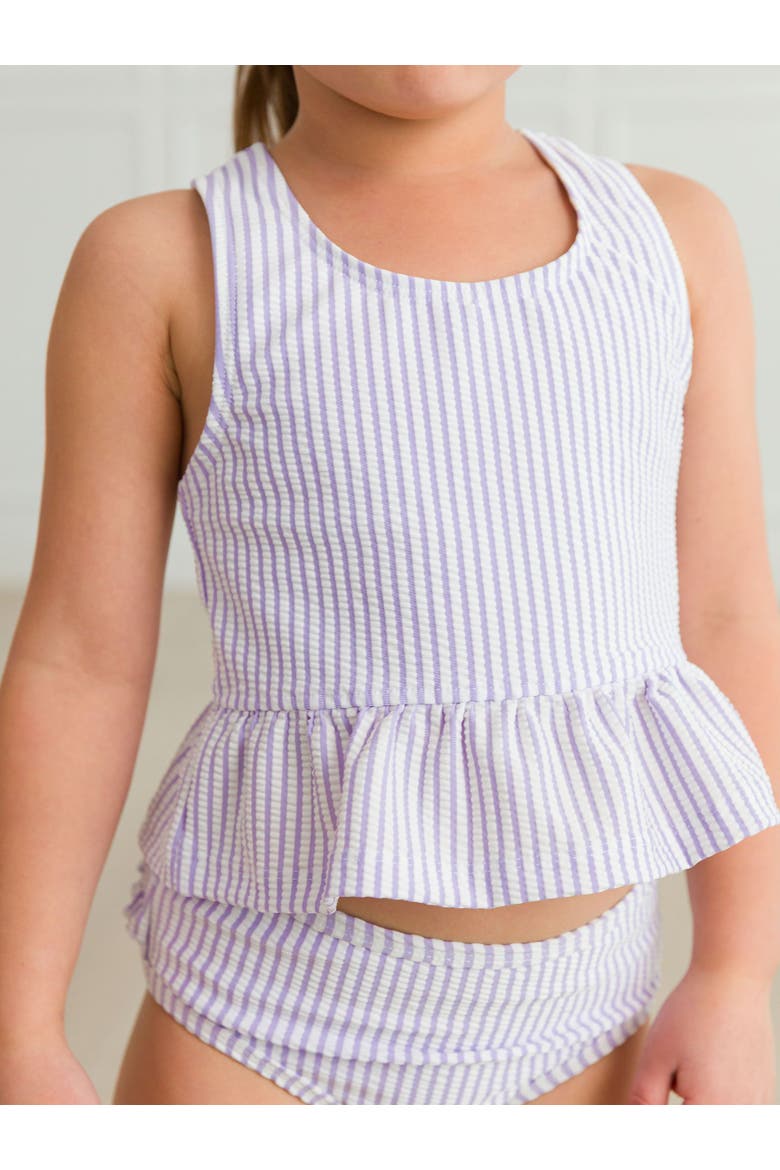 Toddler/Girls UPF50+ Seersucker Peplum Tankini, Alternate, color, Lavender Seersucker
