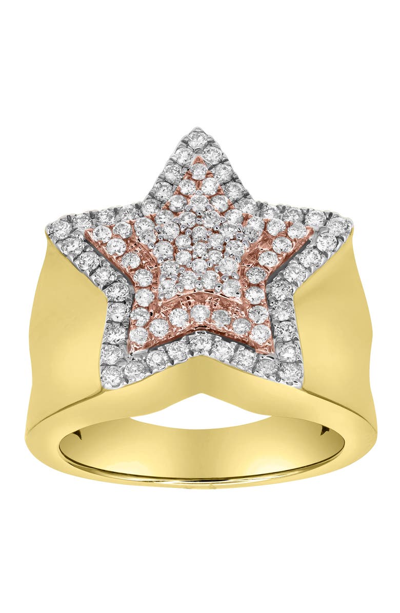 LuvMyJewelry Star Studded Bling 14K Yellow Gold Two Tone  Star Ring - 1.91 Ct, Main, color, 