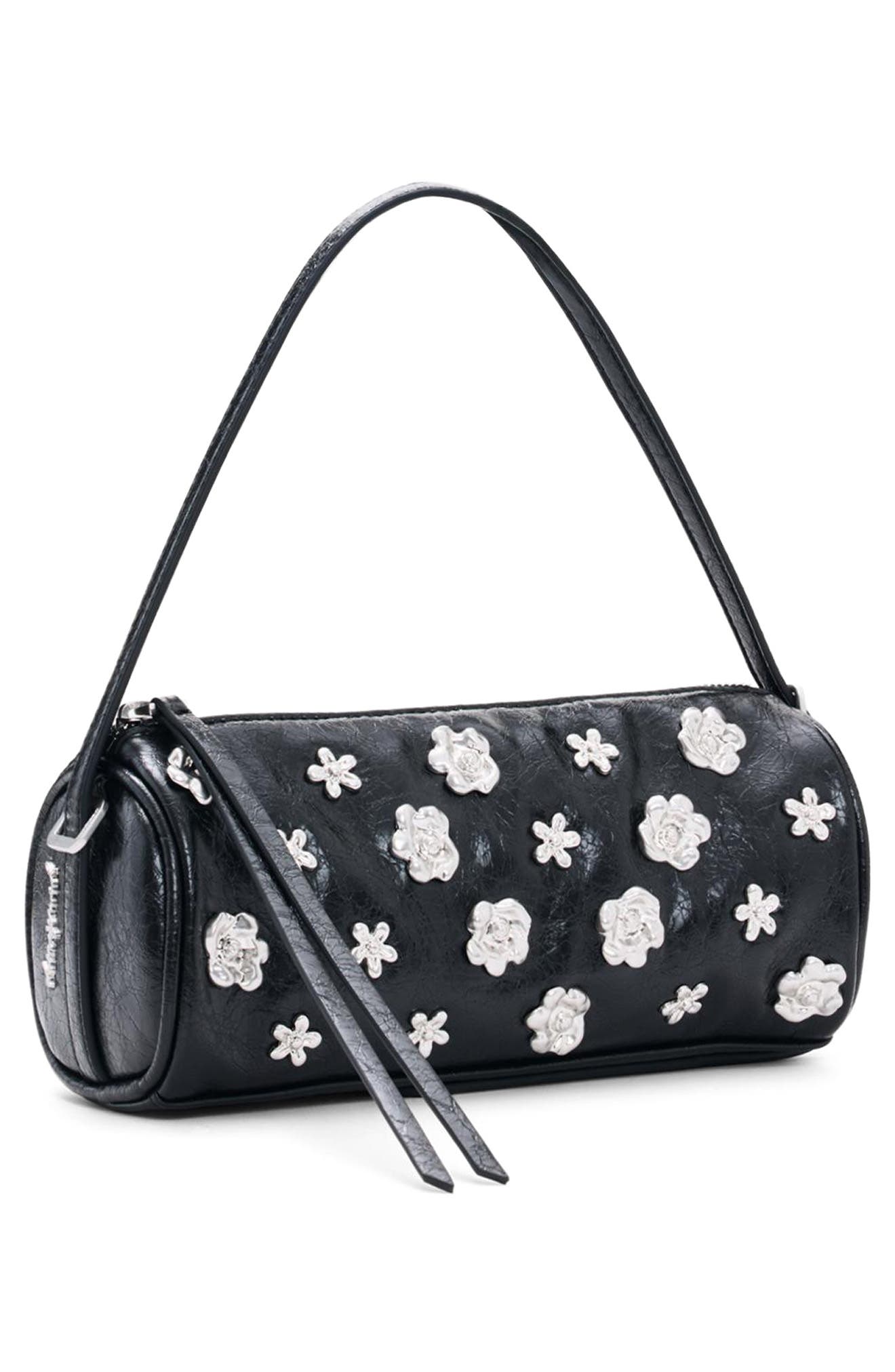 Small Faux Leather Shoulder Bag, Alternate, color, BLACK