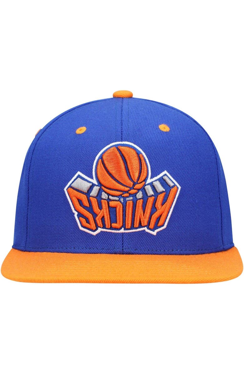 Mitchell & Ness Men's Mitchell & Ness Blue/Orange New York Knicks Upside Down Snapback Hat, Alternate, color, 