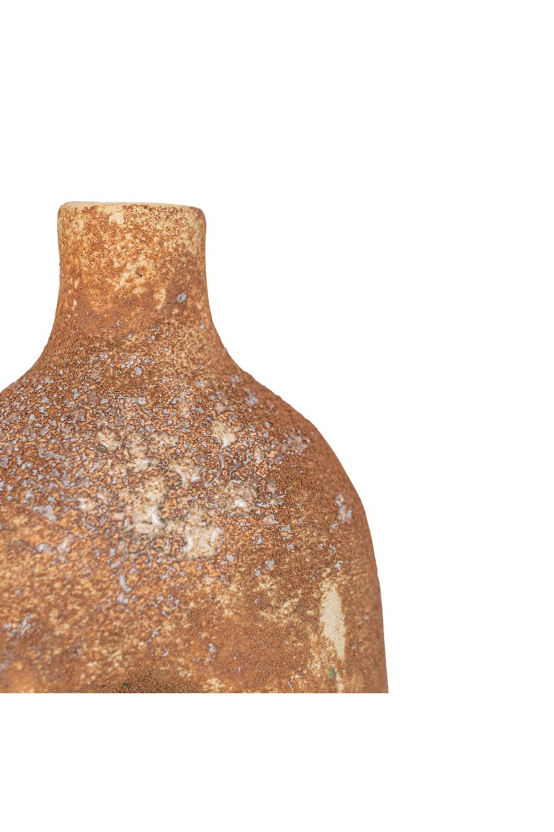 Textured Glaze with Center Hole Vase Rust Stoneware, Alternate, color, Red