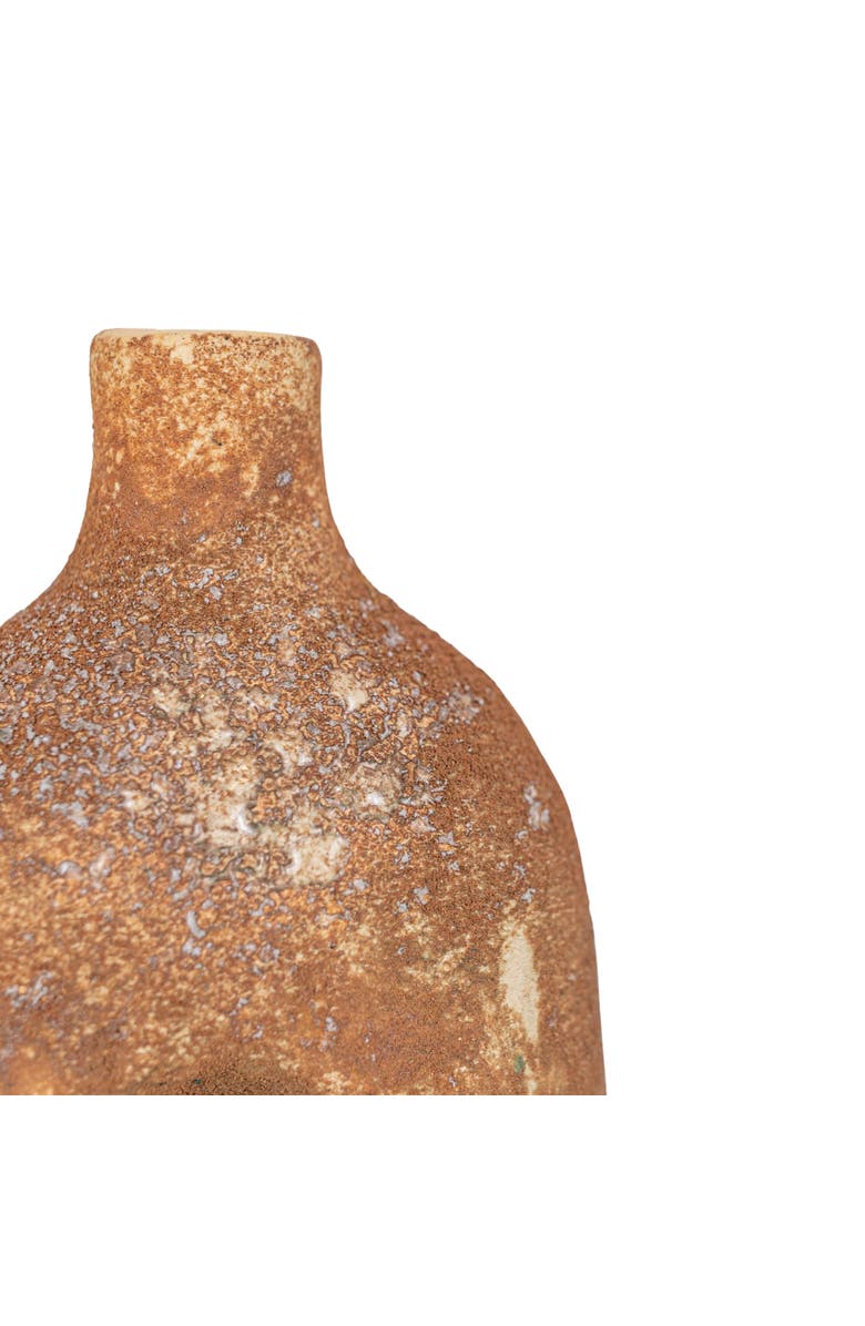 Foreside Home and Garden Textured Glaze with Center Hole Vase Rust Stoneware, Alternate, color, Red