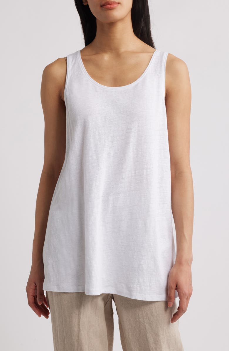 Eileen Fisher Organic Linen Tank, Main, color, White