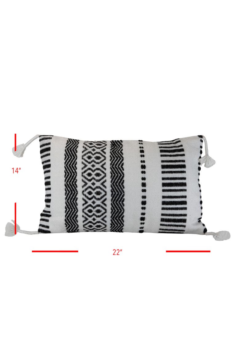 Black Striped Handwoven Outdoor Decorative Throw Pillow, Alternate, color, Black
