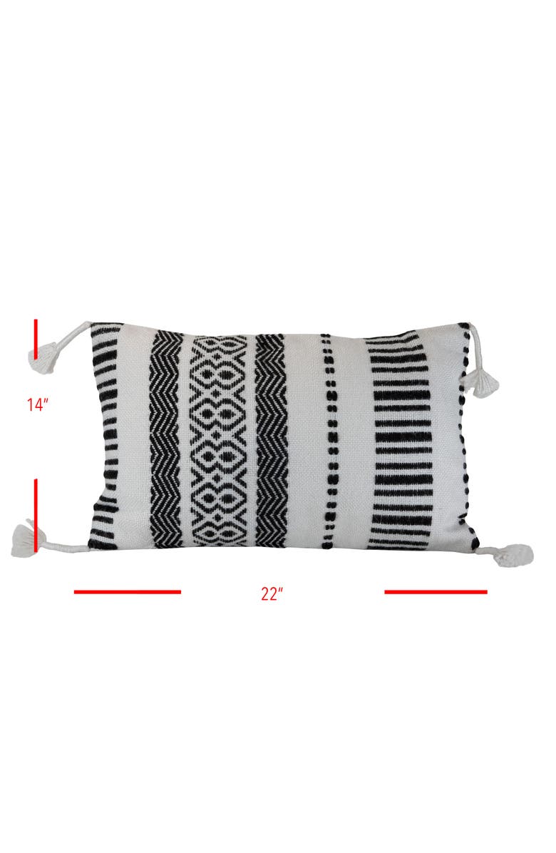 Foreside Home and Garden Black Striped Handwoven Outdoor Decorative Throw Pillow, Alternate, color, Black