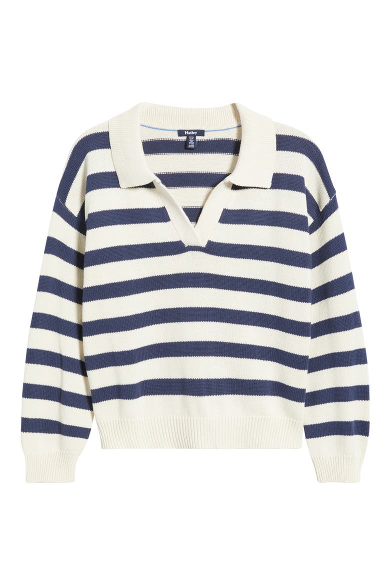 Stripe Johnny Collar Sweater, Alternate, color, NAVY