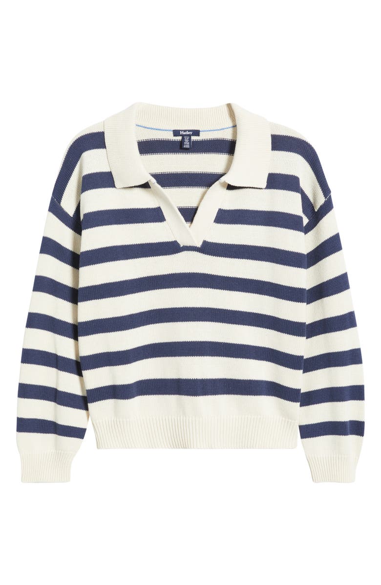 Hatley Stripe Johnny Collar Sweater, Alternate, color, Navy