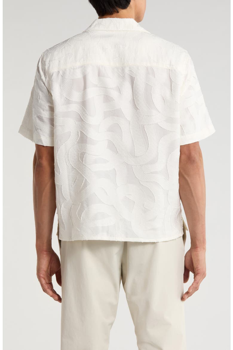 Curzon Abstract Jacquard Camp Shirt, Alternate, color, ECRU
