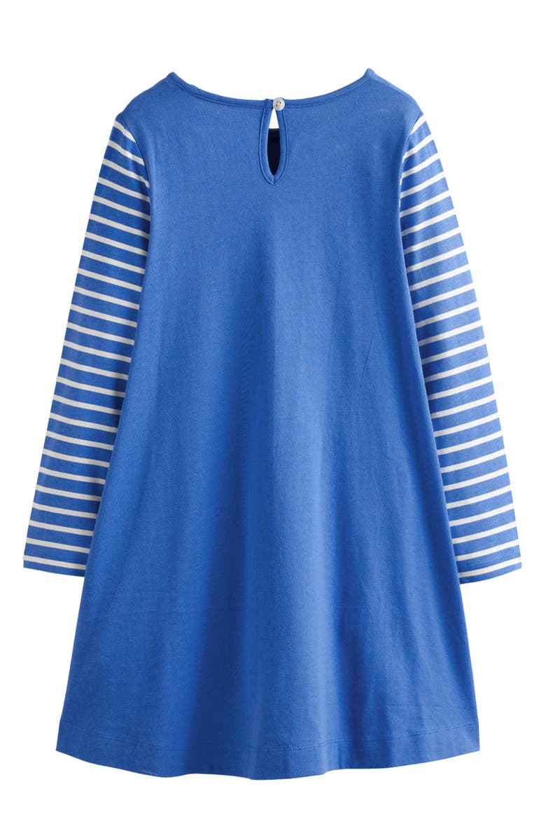 Mini Boden Kids' Owl Appliqu Long Sleeve Cotton Dress | Nordstrom