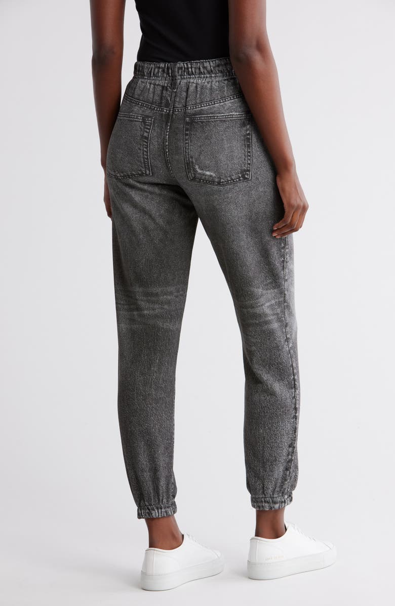 ECRU Mirage Denim Printed French Terry Joggers, Alternate, color, 