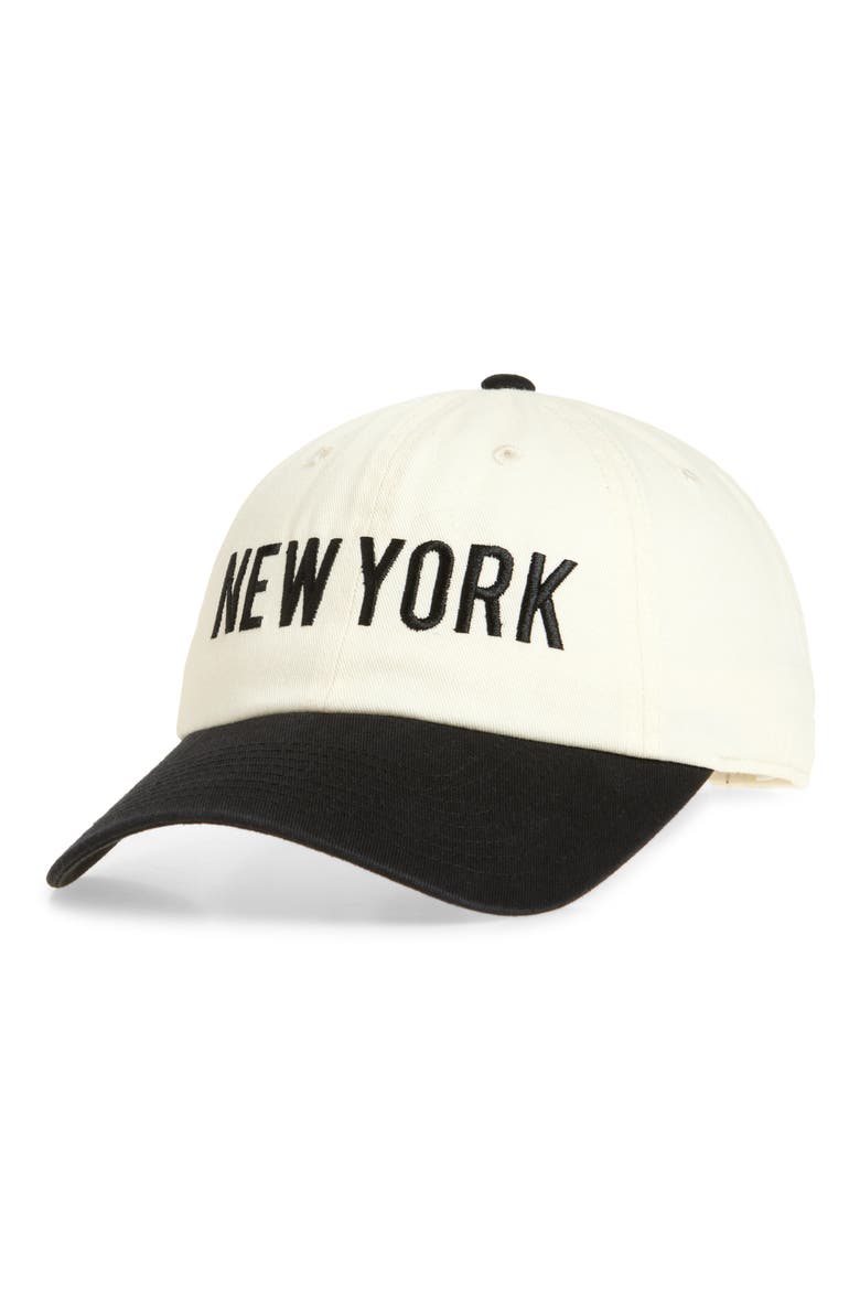 New York Cotton Baseball Cap, Main, color, IVORY / BLACK