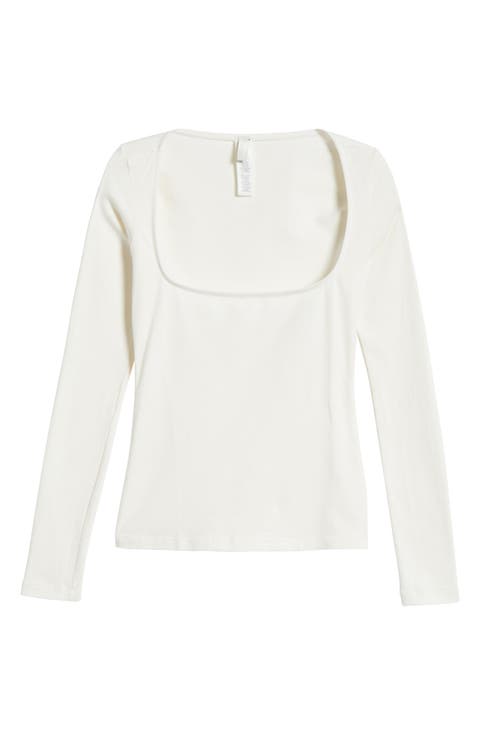 Scoop Neck Cotton Blend Jersey T-Shirt (Regular & Plus)