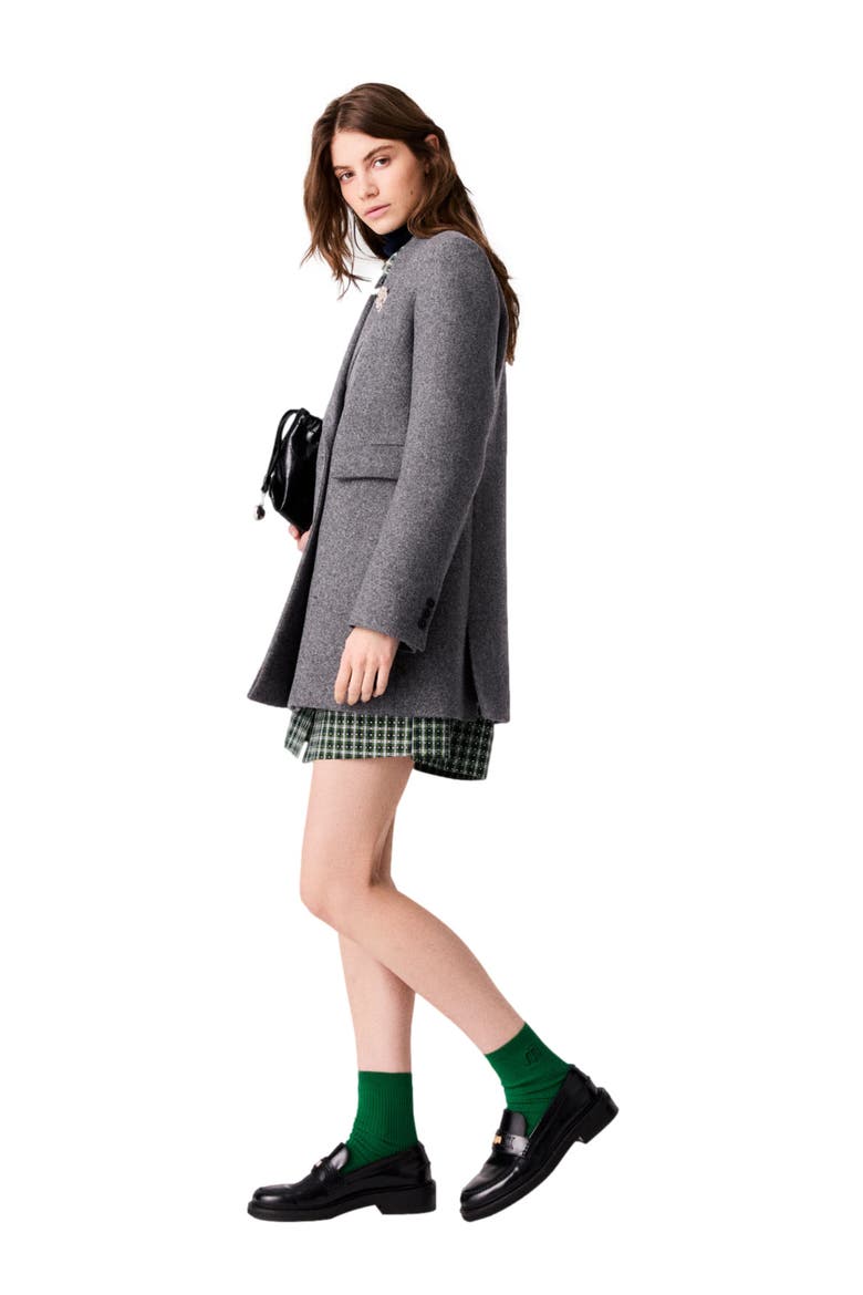 Mid-length wool blend coat, Alternate, color, Grey