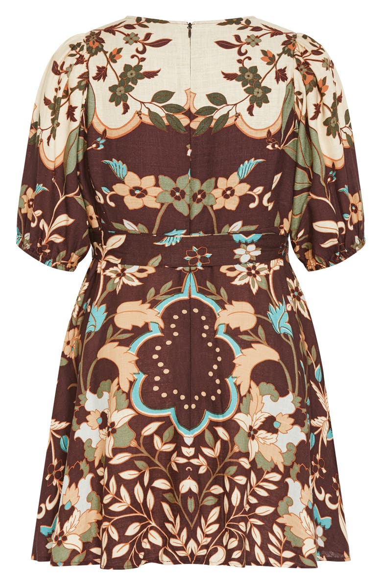 City Chic Forever Placement Print Belted Dress, Alternate, color, Forever Florence