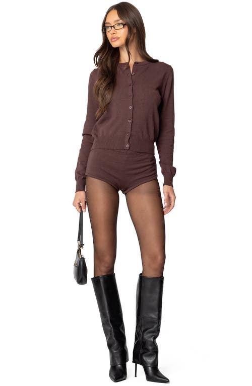 Edikted Ashlin Crewneck Cardigan In Brown