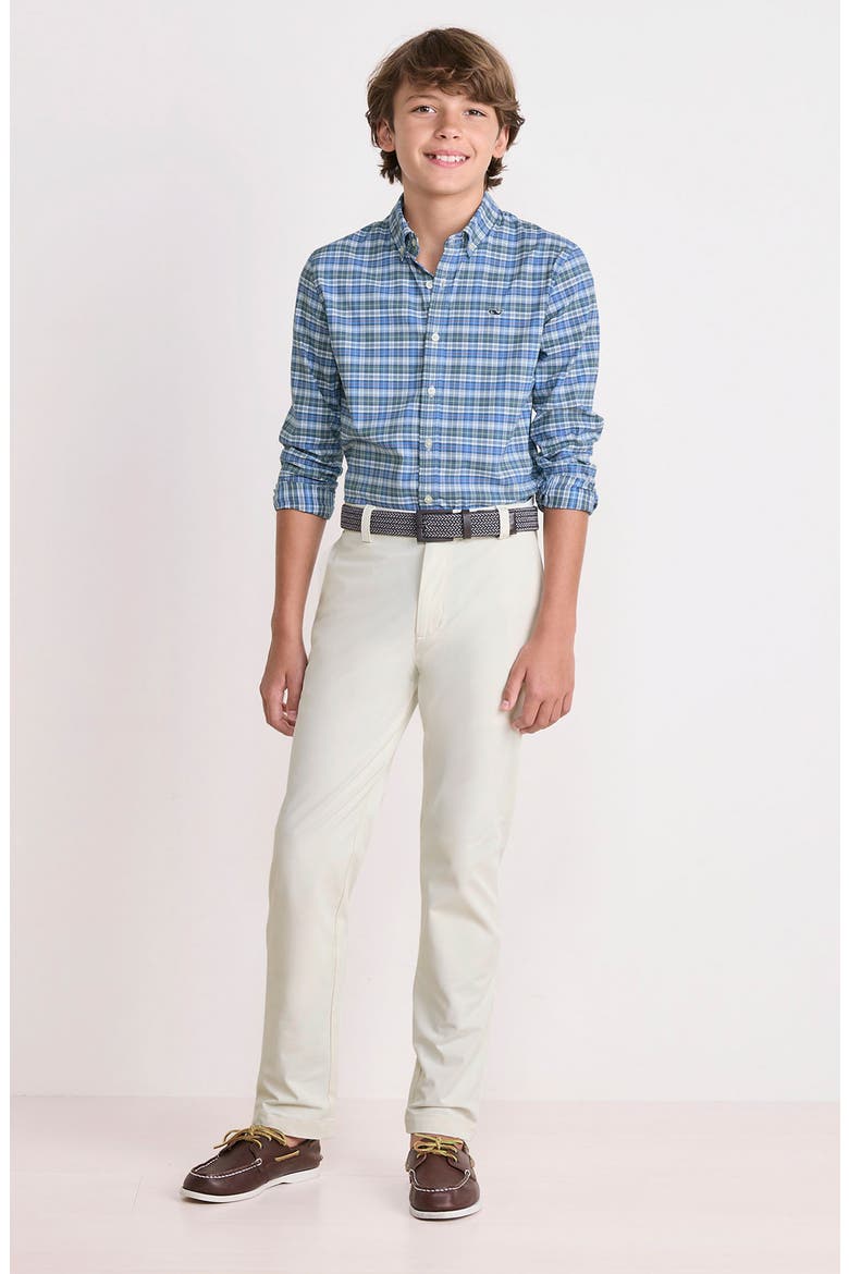 Kids' Faraway Performance Cotton Blend Button-Down Shirt, Alternate, color, BALSAM
