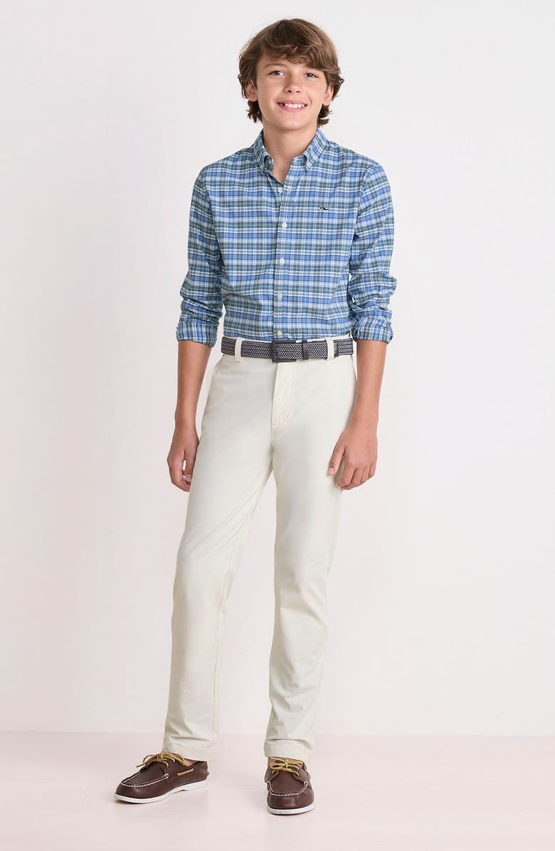 vineyard vines Kids' Faraway Performance Cotton Blend Button-Down Shirt, Alternate, color, Balsam