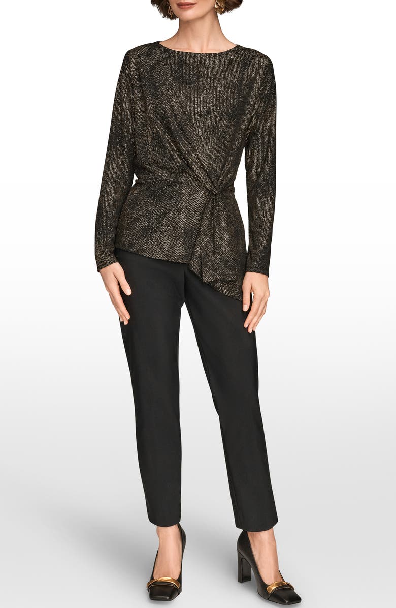Donna Karan New York Metallic Long Sleeve Shirt, Alternate, color, Black/ Gold