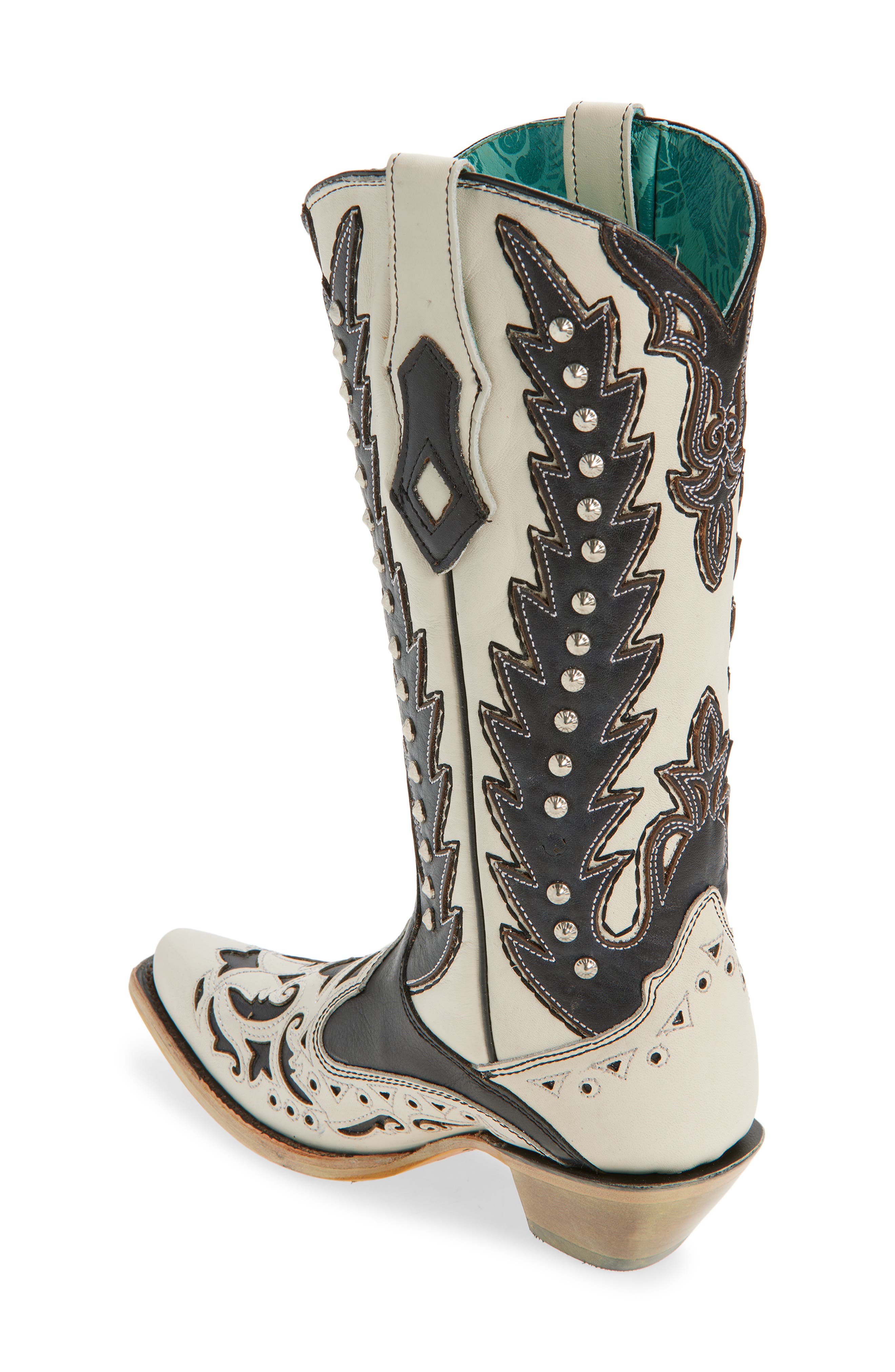 CORRAL Stud & Overlay Western Boot, Alternate, color, 