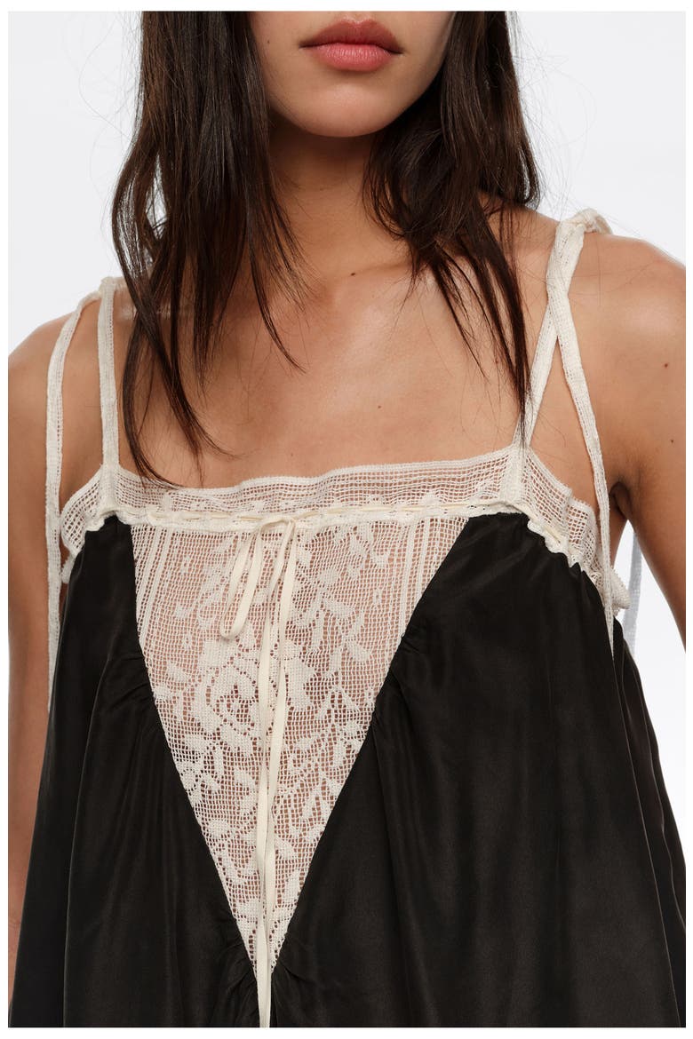 Silk Lace Vest Top, Alternate, color, BLACK