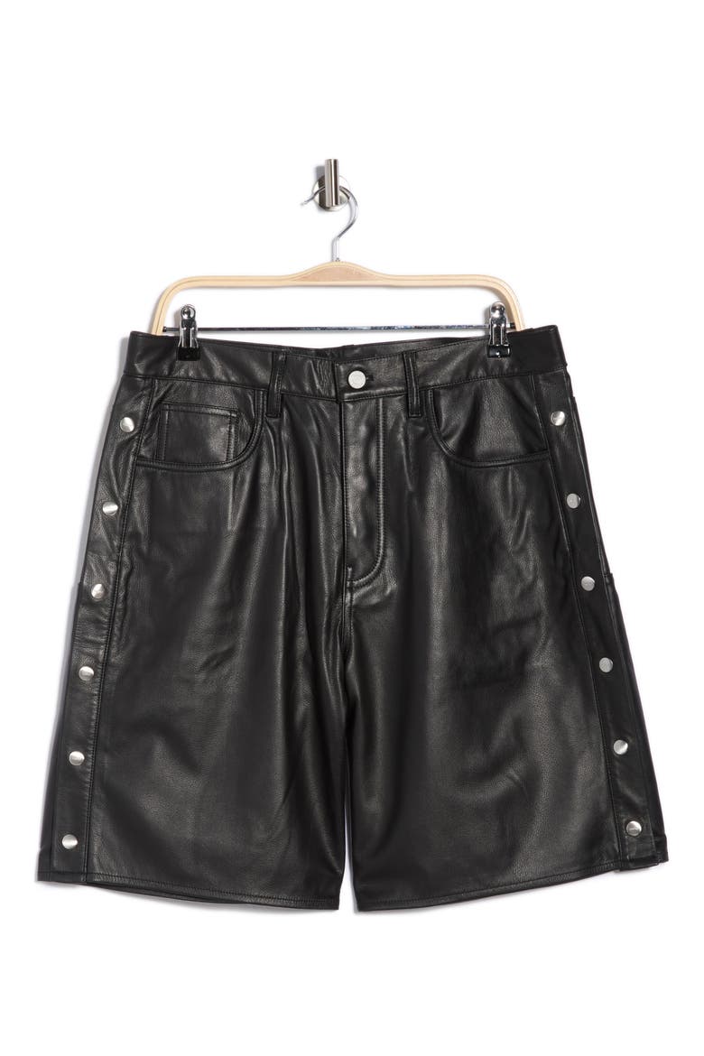 Leather Tearaway Shorts, Alternate, color, BLACK