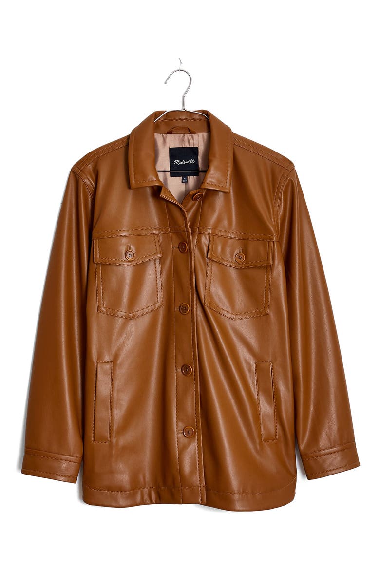 Faux Leather Chore Jacket, Alternate, color, DRIED CEDAR