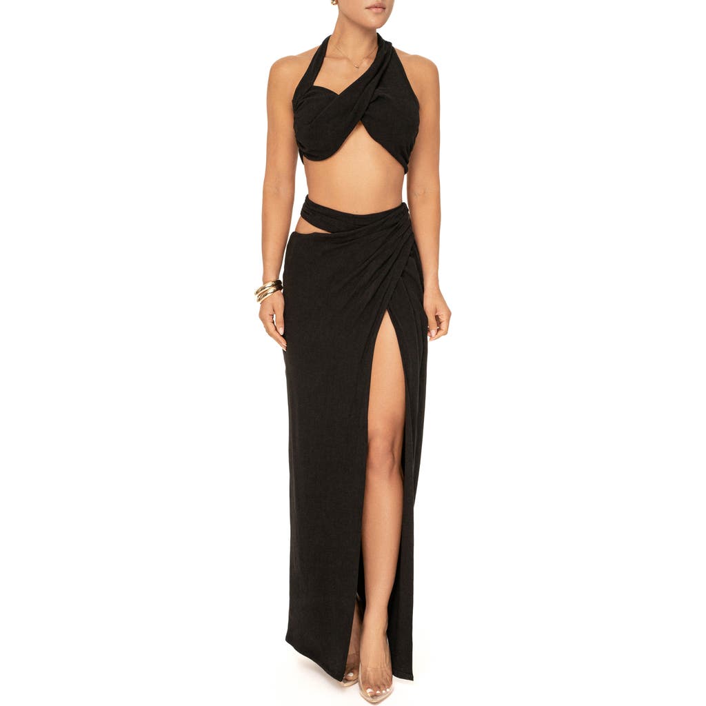 Jluxlabel New Age Crop Top & Skirt Set In Black