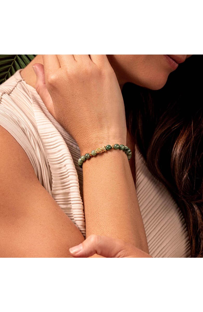 Karma and Luck Women's Jade Gold Plated Dragon Charm Feng Shui Bracelet - Untamed Spirit, Alternate, color, Green/Gold